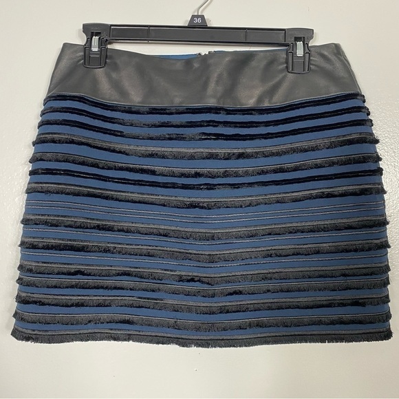 Rag & Bone Lambskin Leather trim, satin and Fringe Mini Skirt - Picture 2 of 7